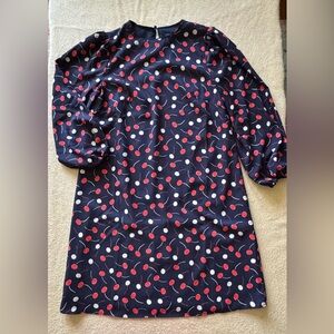 Ann Taylor Navy Midi Dress with Red and White Pattern